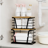 Trash Bag Organizer Dispenser Set (2-Pack) – Stackable Wall-Mount Storage with Bamboo Top for Kitchen, Pantry & Laundry