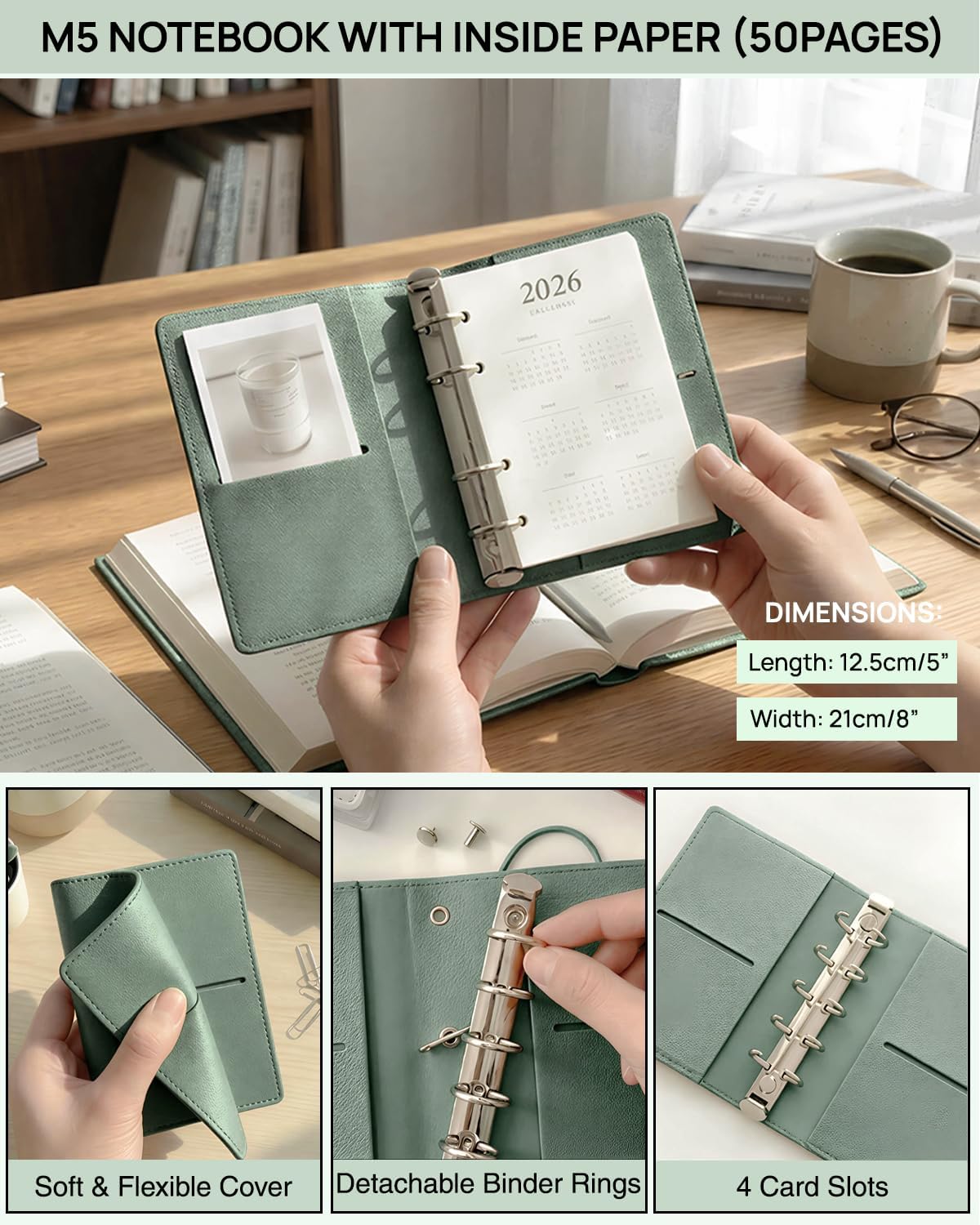 Green 42-Piece Stationery Set with 4-Compartment Case