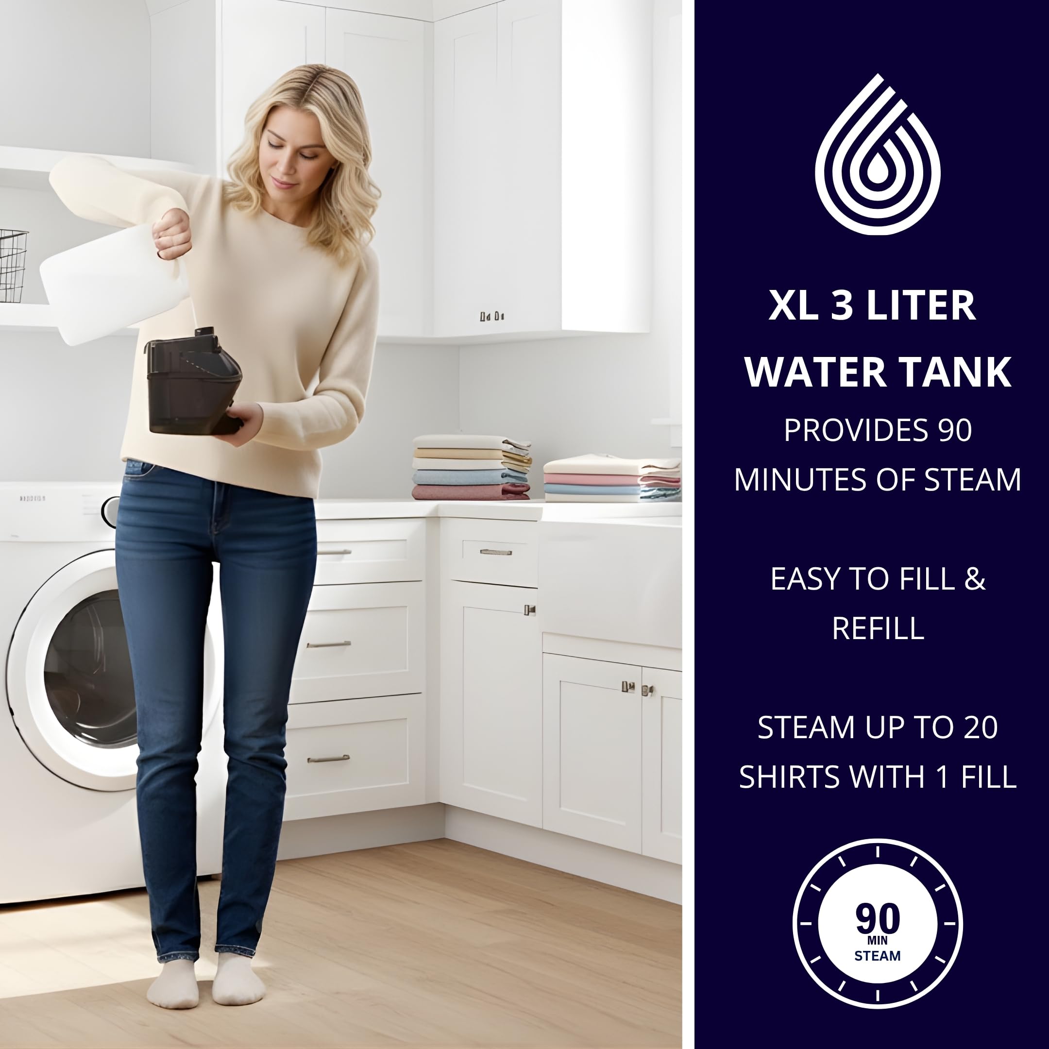 Commercial Standing Garment Steamer with 3L Tank, Telescopic Support and Professional Fabric Care System