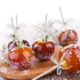 48 Pcs Candy Apple DIY Kit – Silver Glitter Edition 🍬 Includes Bamboo Sticks, Candy Wrapping Glass Paper & Glitter Ribbon