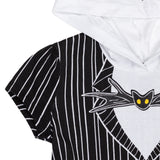 Girls Nightmare Before Christmas Dress – Official Disney Jack Skellington Short Sleeve Hooded Outfit 🎃🖤