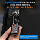 Forge TSA Approved Cable Luggage Locks 4 Pack, Durable 3 Digit Combination Travel Locks for Suitcases, Backpacks & Gym Bags