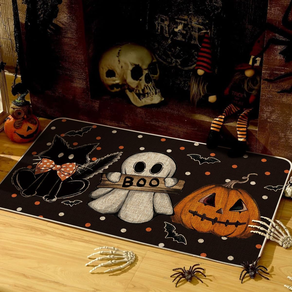 Artoid Mode Halloween Doormat – Non-Slip Rubber Welcome Mat for Entryway & Porch (17x29", Black)