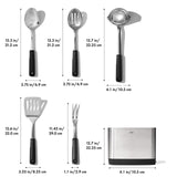6-Piece Stainless Steel Prep & Serve Utensil Set with Holder – Elegant Kitchen-to-Table Design