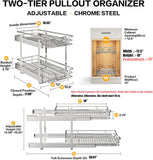 2-Tier Pull-Out Cabinet Organizer – Independently Sliding Chrome Storage Shelves