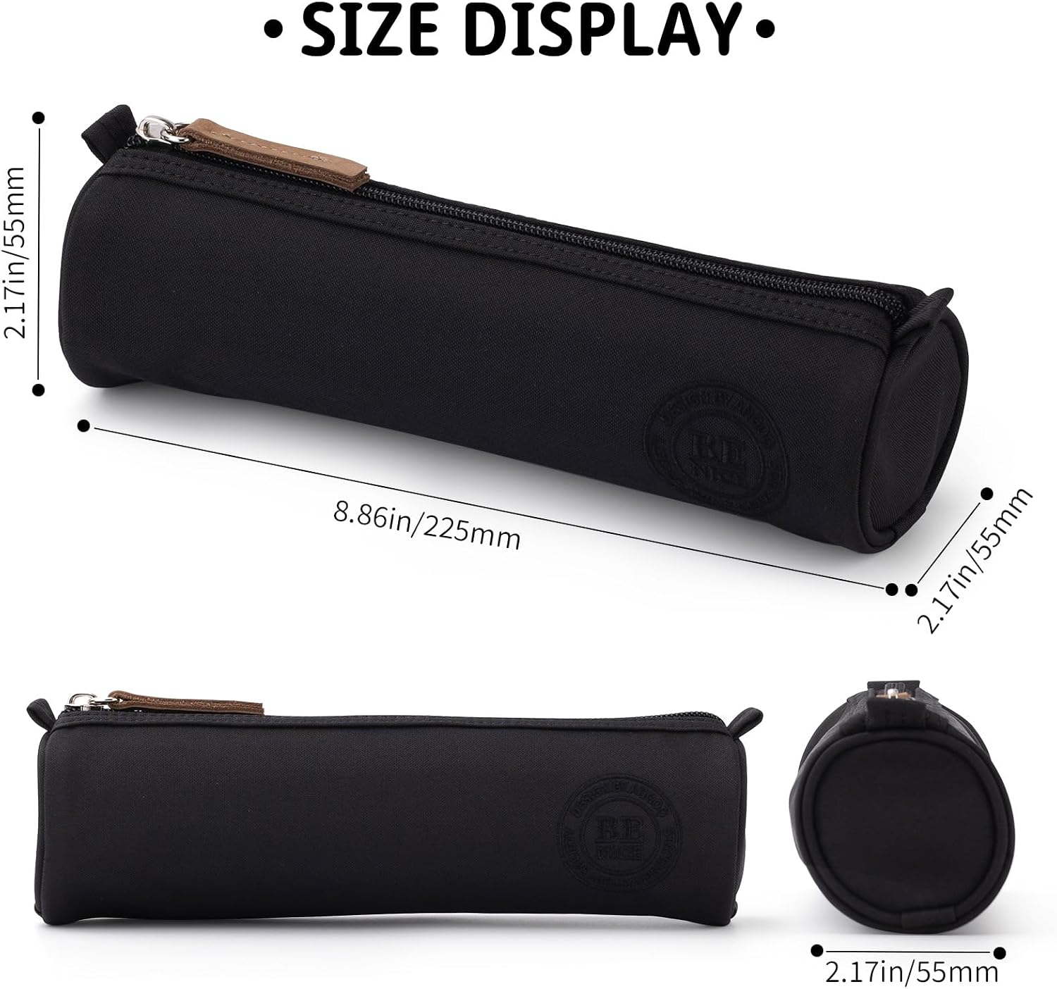 Black Compact Cylindrical Pencil Case with Handle