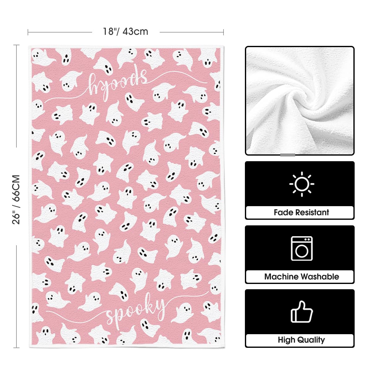 2PCS Pink Halloween Dish Towels – Soft, Absorbent & Durable Tea Towels for Kitchen Decor (18x26 Inches)