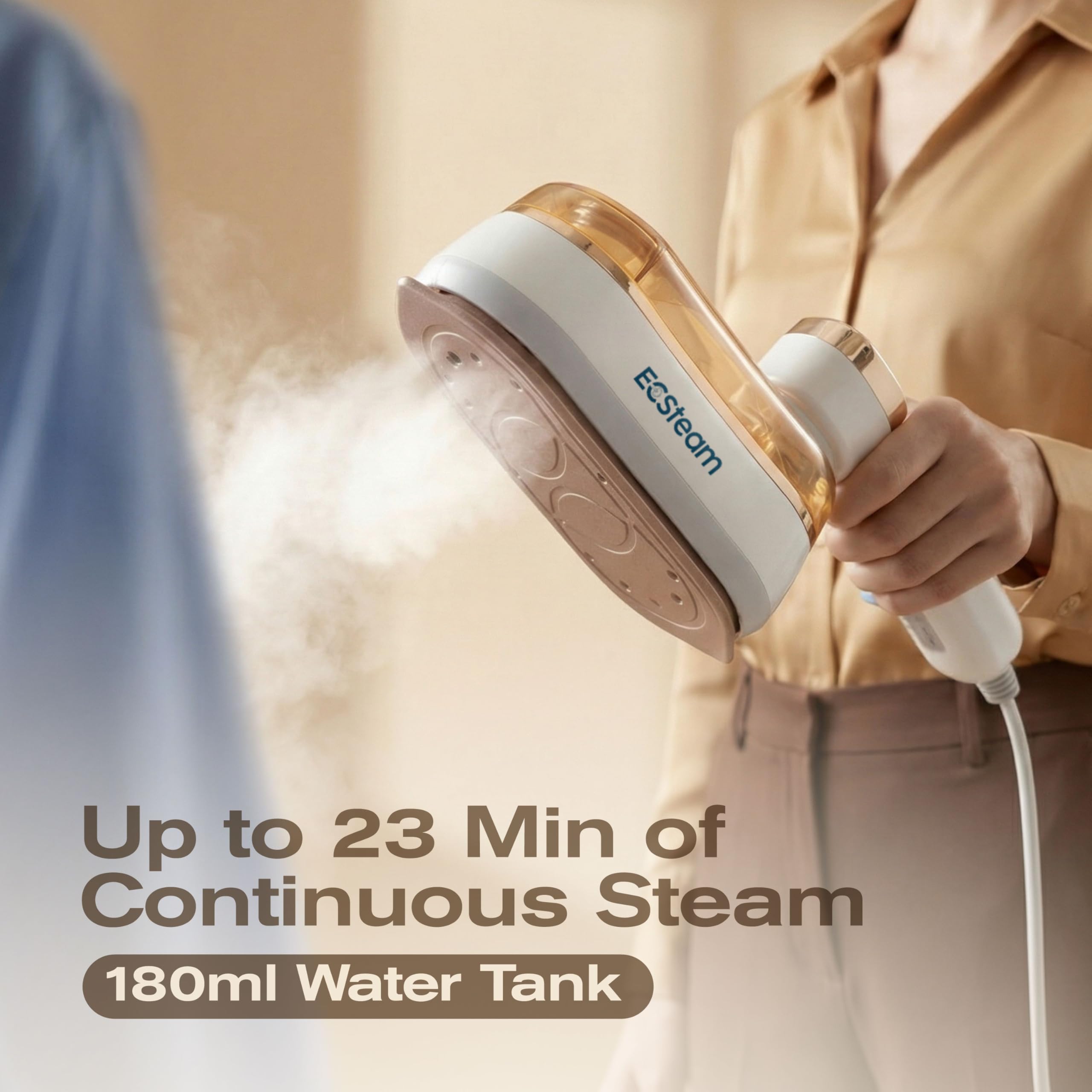 White 2-in-1 Professional Handheld Garment Steamer 1200W Foldable Travel Steam Iron with Ceramic Soleplate