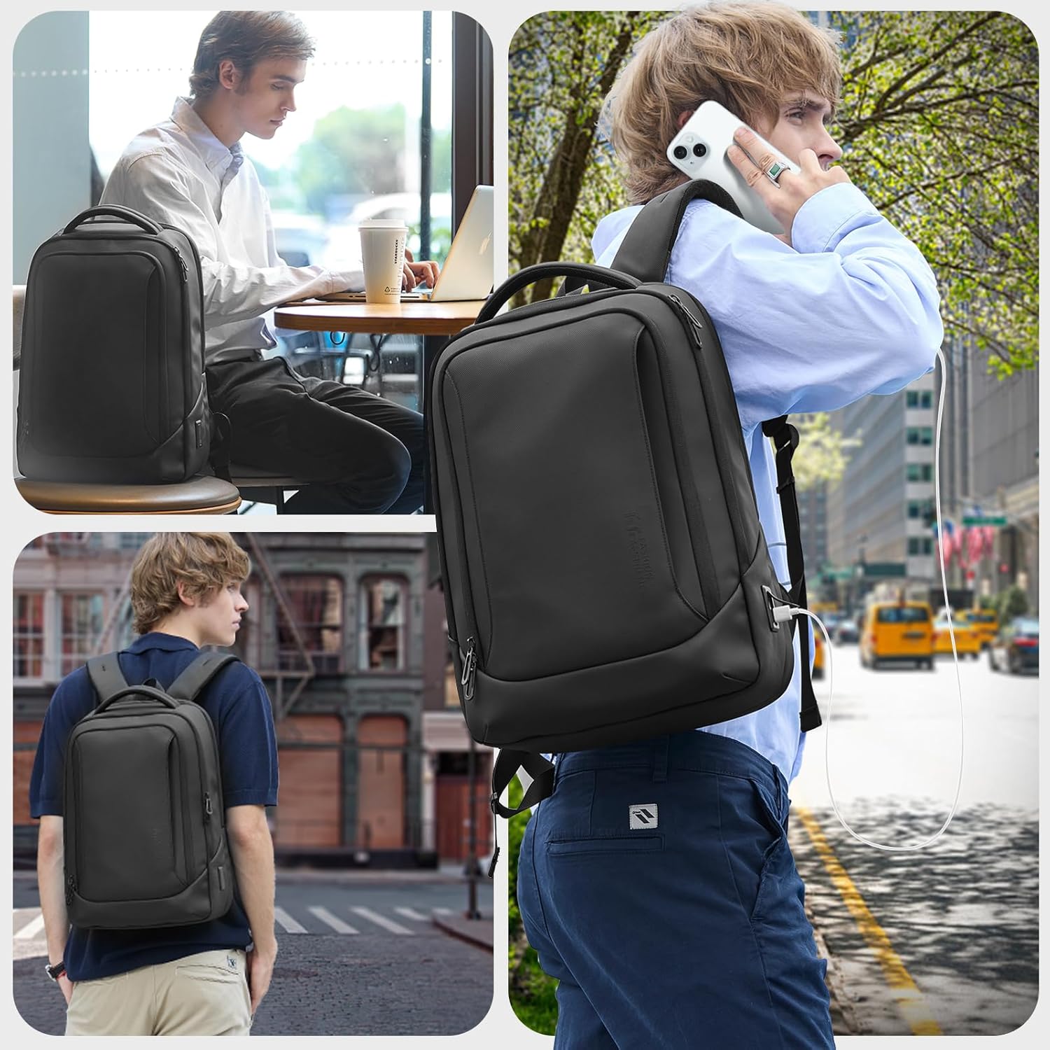 15.6" Laptop Backpack with USB Charging Port - Waterproof Business Travel & Work Daypack