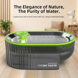 2.5L Stainless Steel Cat Water Fountain with LED Water Level Window, USB Powered Quiet Pump & Waterproof Silicone Mat – Green