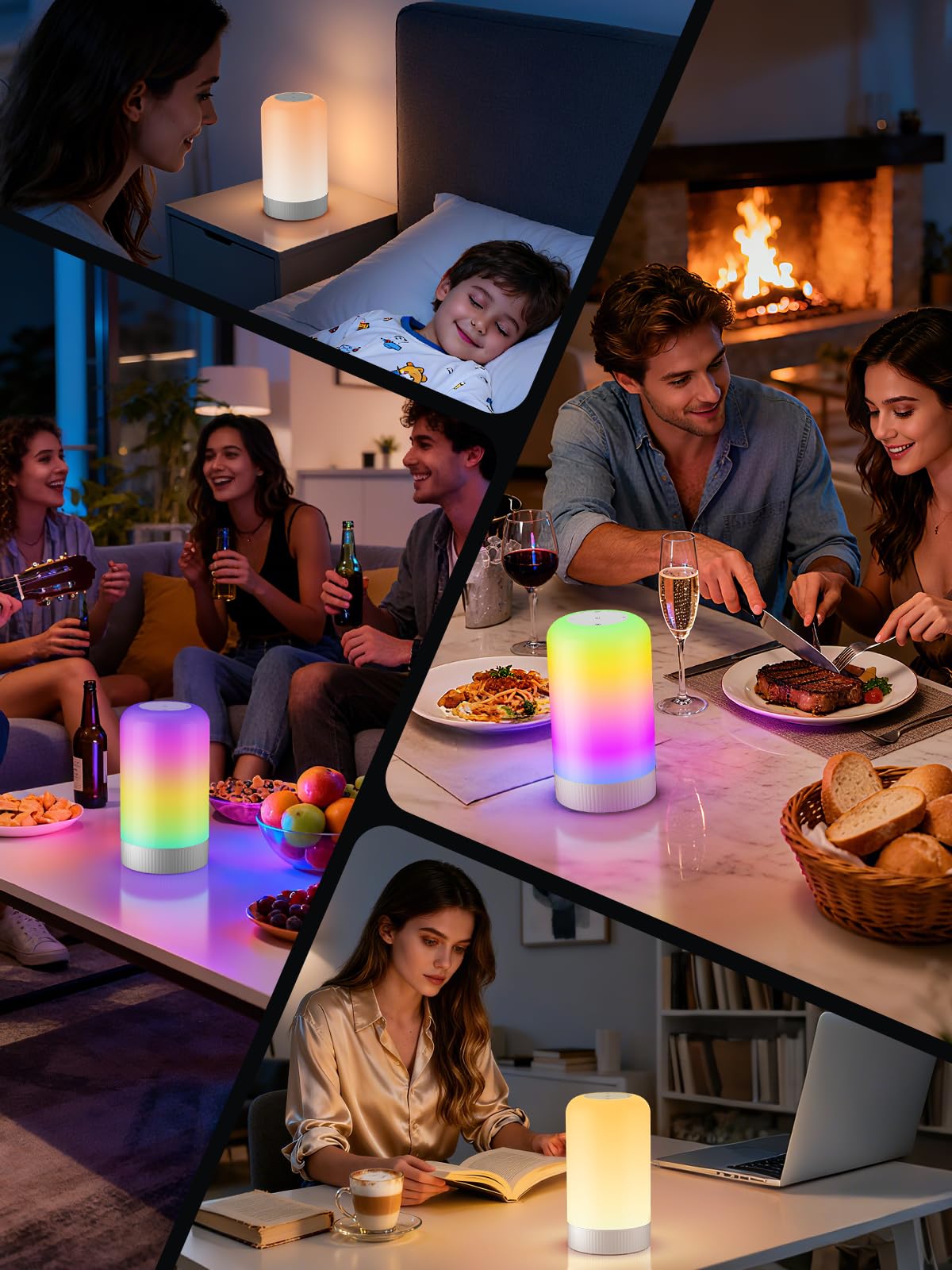 RGBICWW Smart Touch Table Lamp – 16M Colors, 500LM Dimmable Light with Music Sync & App Control