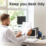 Deli Mesh Desk Organizer 3-Compartment Metal Office Supplies Holder with Non-Slip Base Desktop Storage Caddy – Black