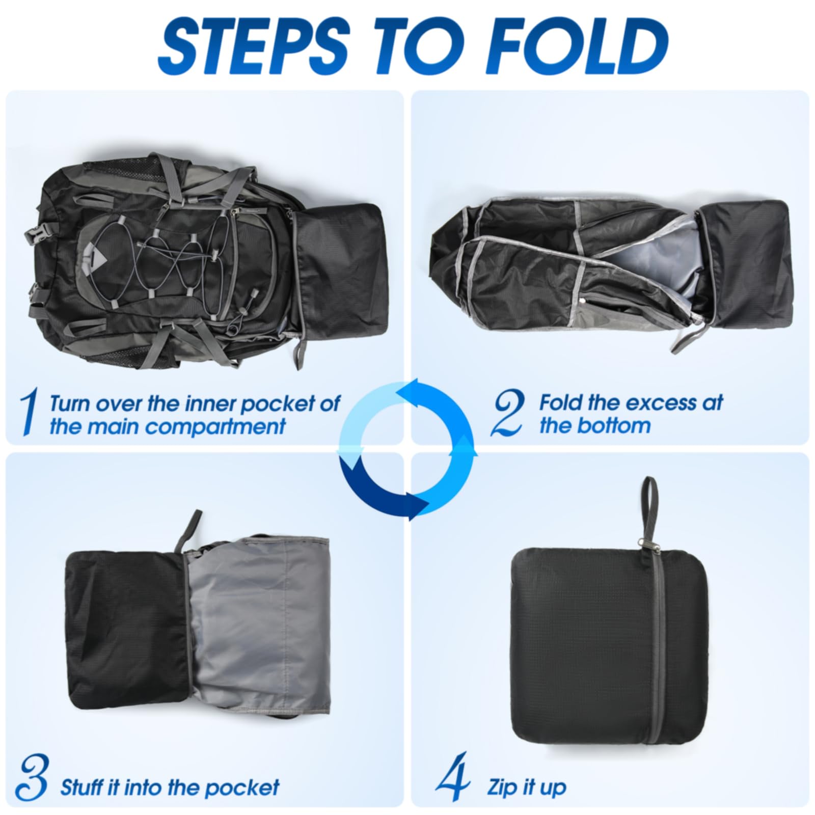 IGOLUMON 40L Packable Lightweight Hiking Backpack – Waterproof Camping & Outdoor Travel Daypack – Black