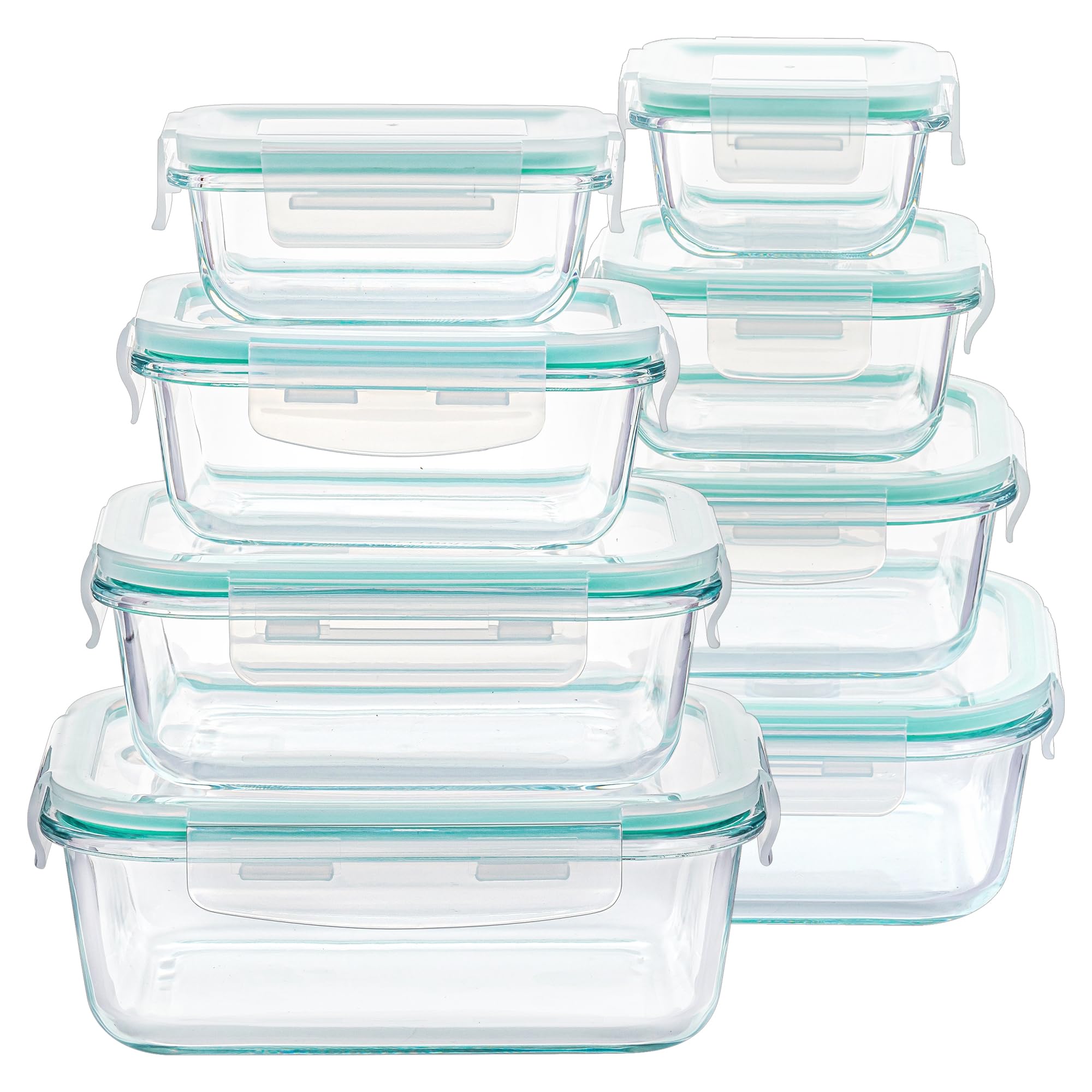 8-Piece Airtight Glass Food Storage Container Set with Leakproof Lids – Stackable Meal Prep & Kitchen Organization Solution (Green)