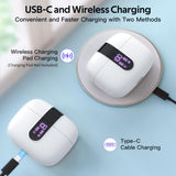 TAGRY X08 Wireless Bluetooth Earbuds with LED Power Display, Wireless Charging Case & 60H Playback – Waterproof Stereo Headphones White