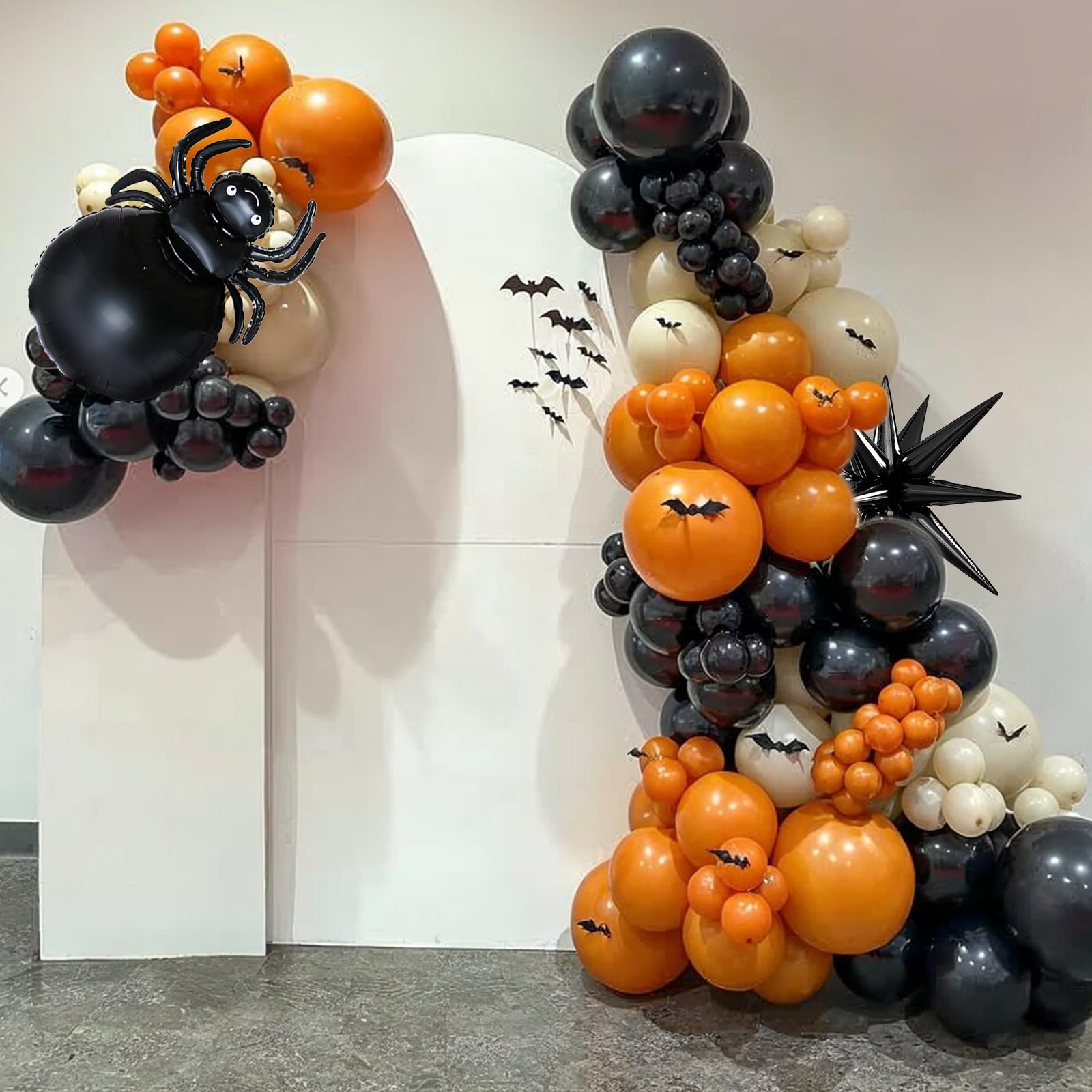 Halloween Balloon Arch Kit – Black, Green & Purple Garland with Ghost & Witch Foil Balloons + 3D Bat Stickers