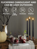 6 Pcs Black LED Halloween Candles with Holders – Flickering Flameless Tapered Candles for Spooky Decor
