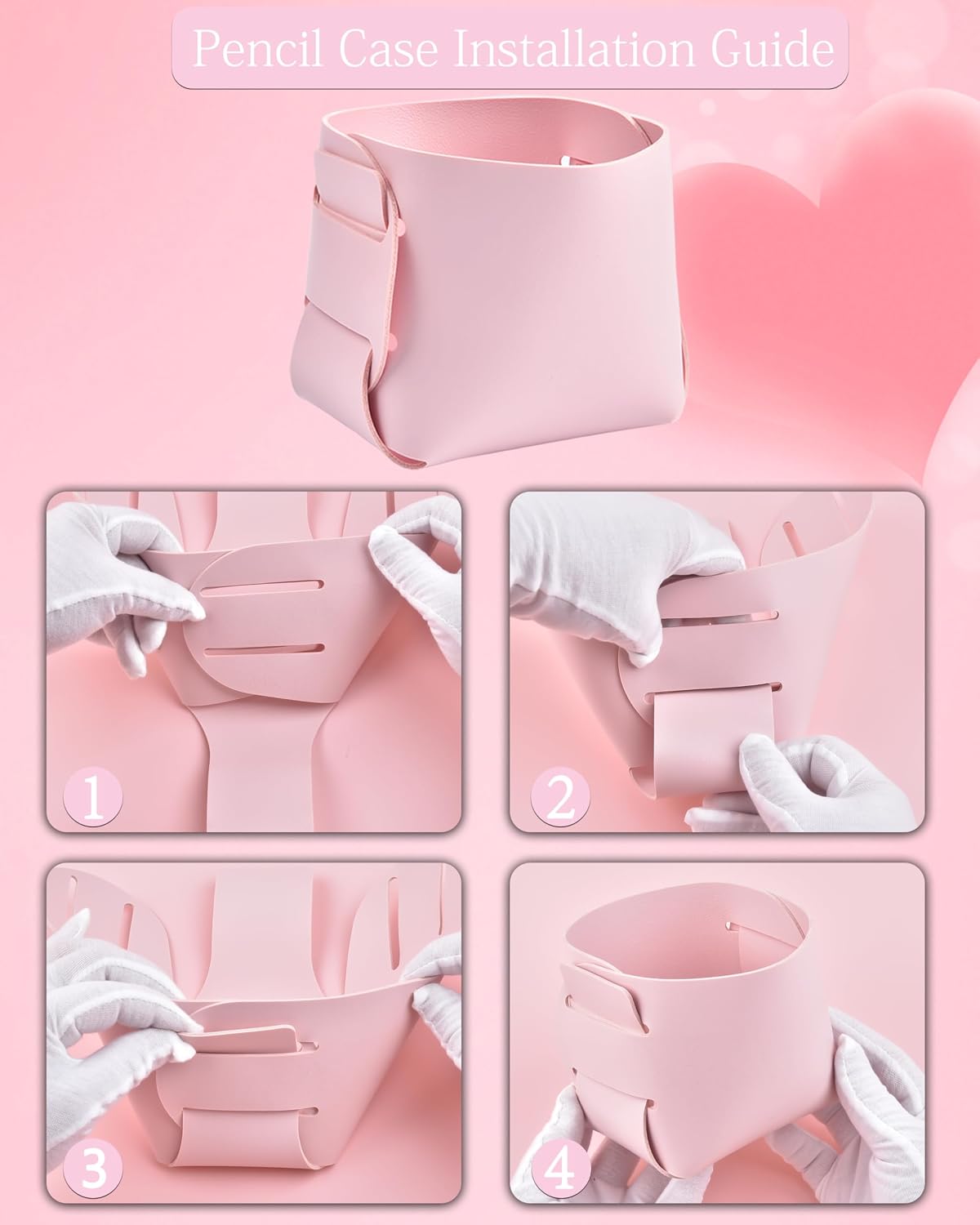 Pink Office Desk Gift Set with Stapler and Pen Case