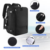 SINALIY Expandable 40L Carry-On Travel Backpack with Convertible Carry & 17” Laptop Sleeve – Black