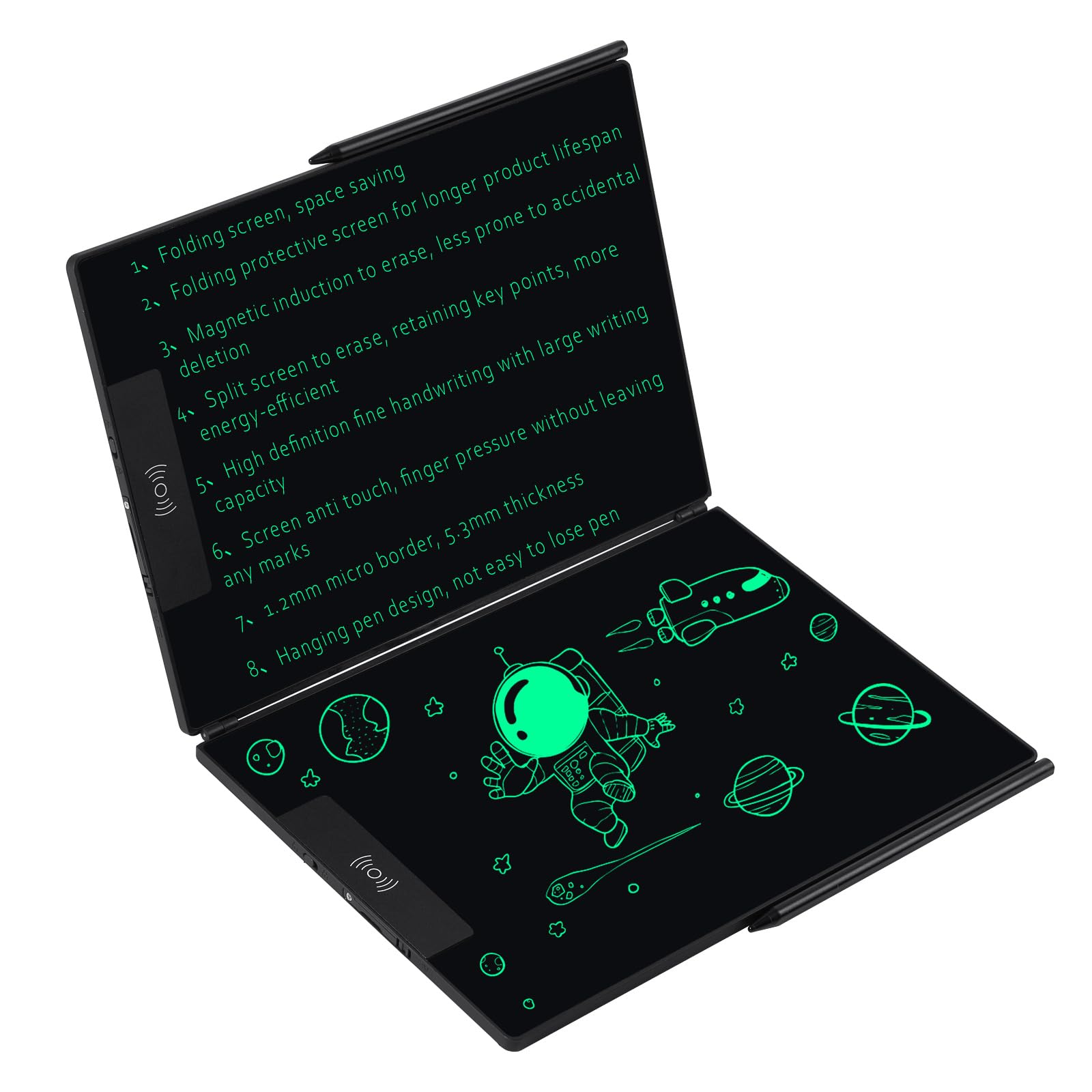 Bezel-Less Green LCD Writing Tablet – Ultra Slim Pocket Digital Notepad