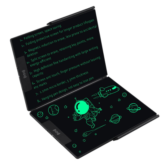 Bezel-Less Green LCD Writing Tablet – Ultra Slim Pocket Digital Notepad