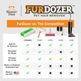 FurDozer X6 Multi-Surface Pet Hair Remover Tool with Crevice Cleaner & Fabric-Safe Rubber Design – Reusable & Professional Grade