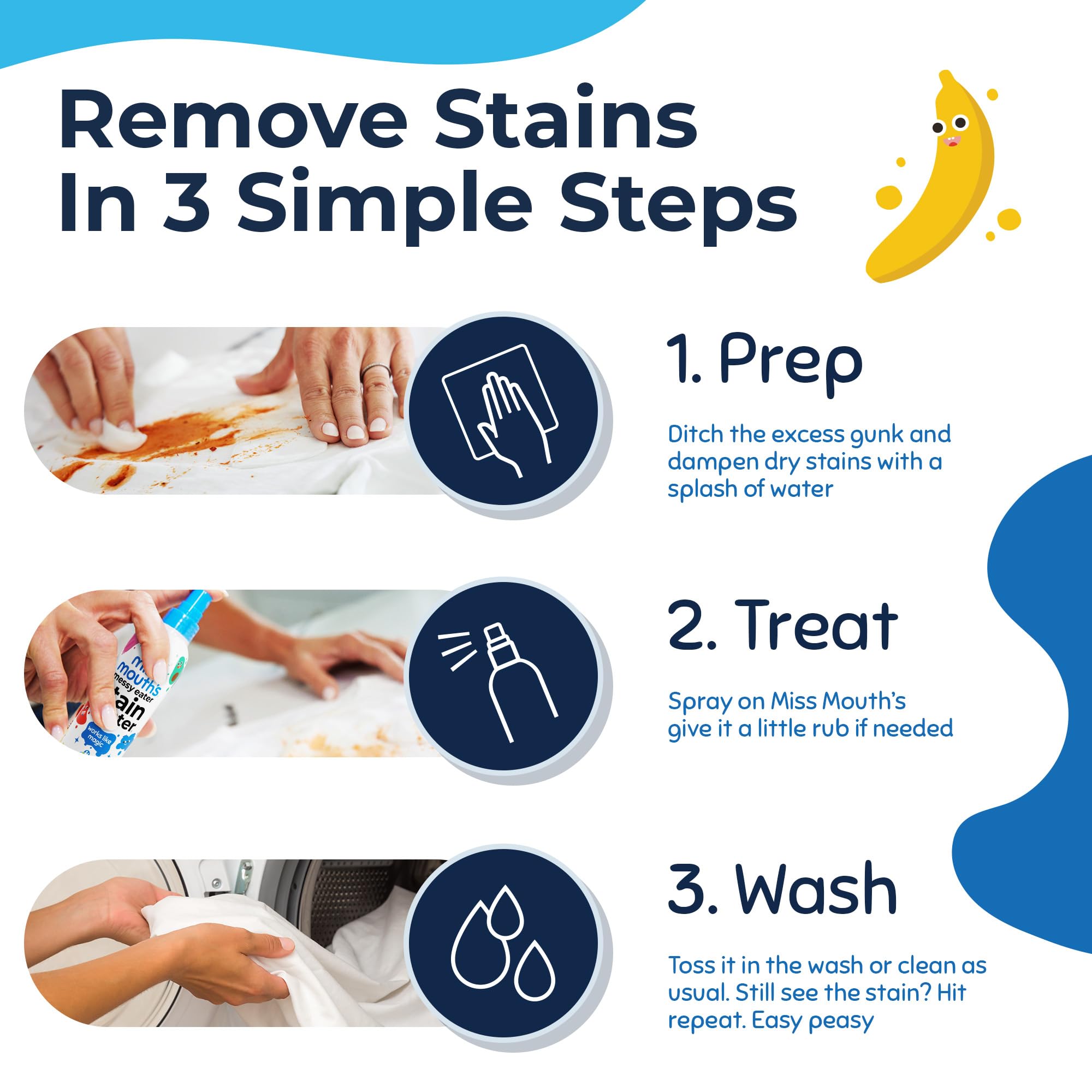 Miss Mouth’s Messy Eater Stain Remover Spray – Fast Acting Laundry Stain Cleaner for Baby Clothes & Fabrics