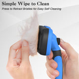 Swihauk Self-Cleaning Slicker Brush for Dogs & Cats – Gentle Deshedding Grooming Tool (Blue)