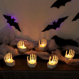 White Skeleton Hand Tealight Candle Holders – Set of 6 Resin Halloween Centerpieces for Spooky Home Décor
