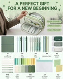 Green 42-Piece Stationery Set with 4-Compartment Case