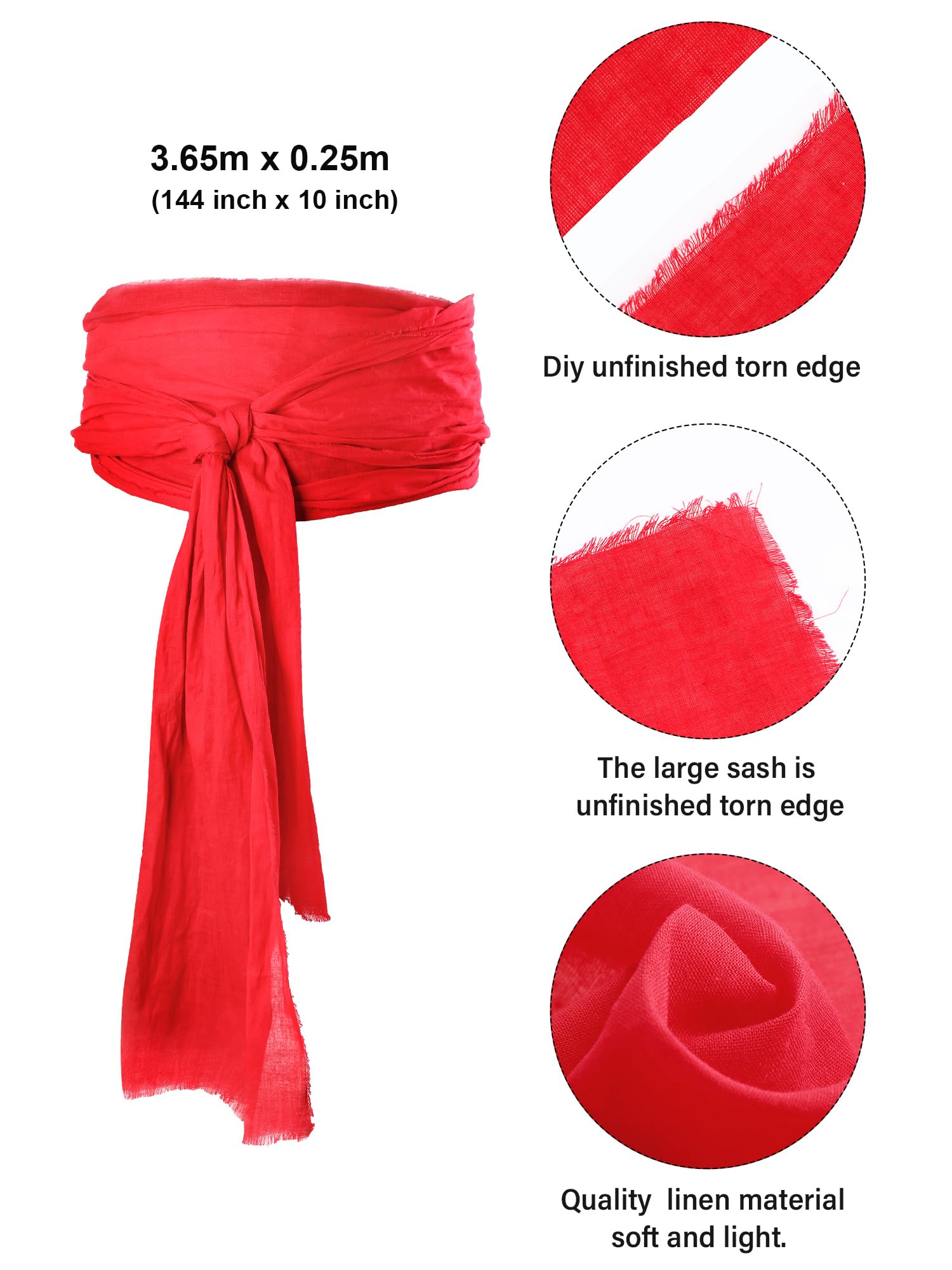 Red Pirate Costume Accessory Set – 5PCS Complete Outfit Kit with Hat, Sash, Eye Patch, Necklace & Earring