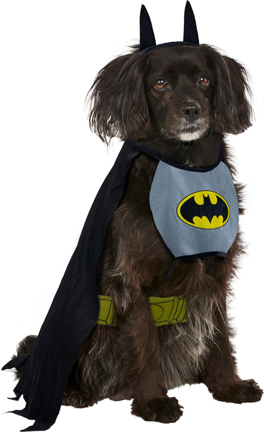 Batman Dog Costume – Official DC Comics Pet Outfit with Cape, Belt & Headpiece (Rubie’s, Large)