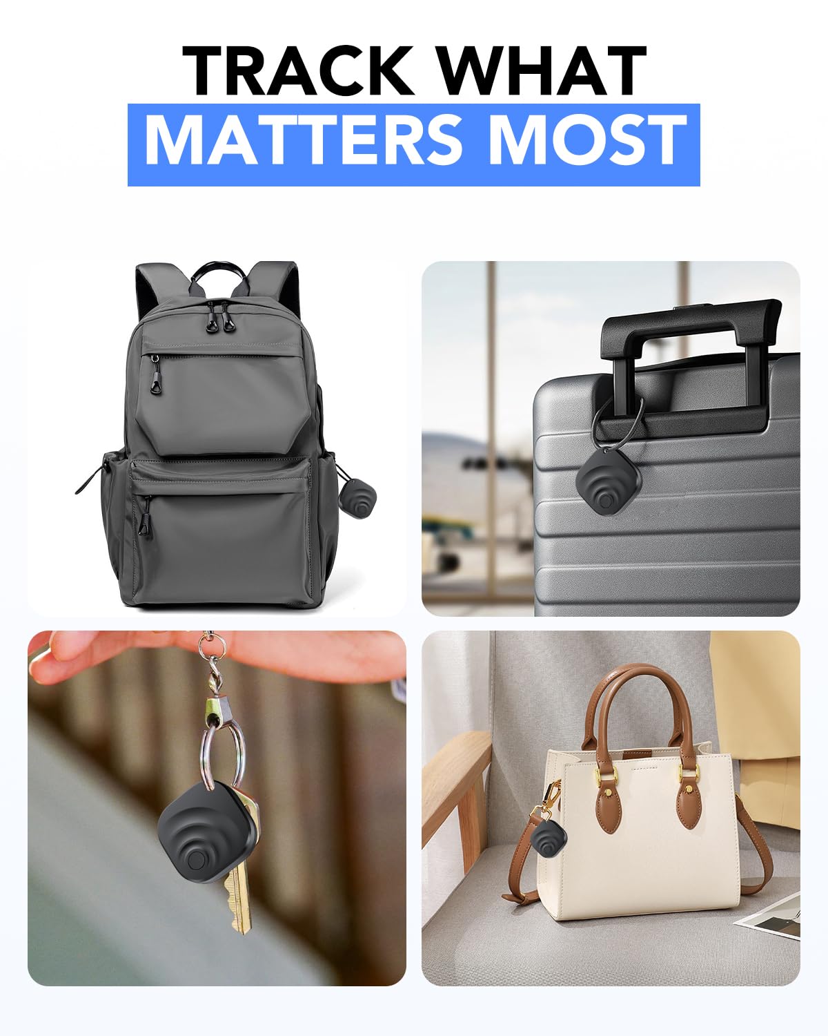 Dual-System Bluetooth Tracker Tags 4 Pack Compatible with Apple Find My and Google Find Hub Smart Item Locator Black