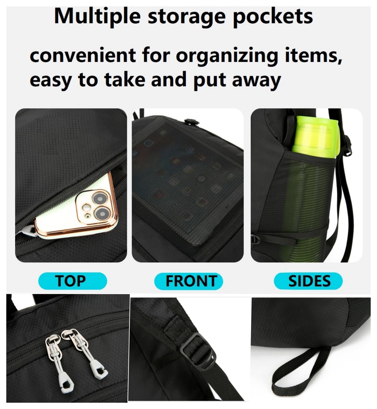 LEVAYHILL 30L Foldable Backpack & Bucket Hat 2-in-1 Lightweight Packable Travel Set – Black