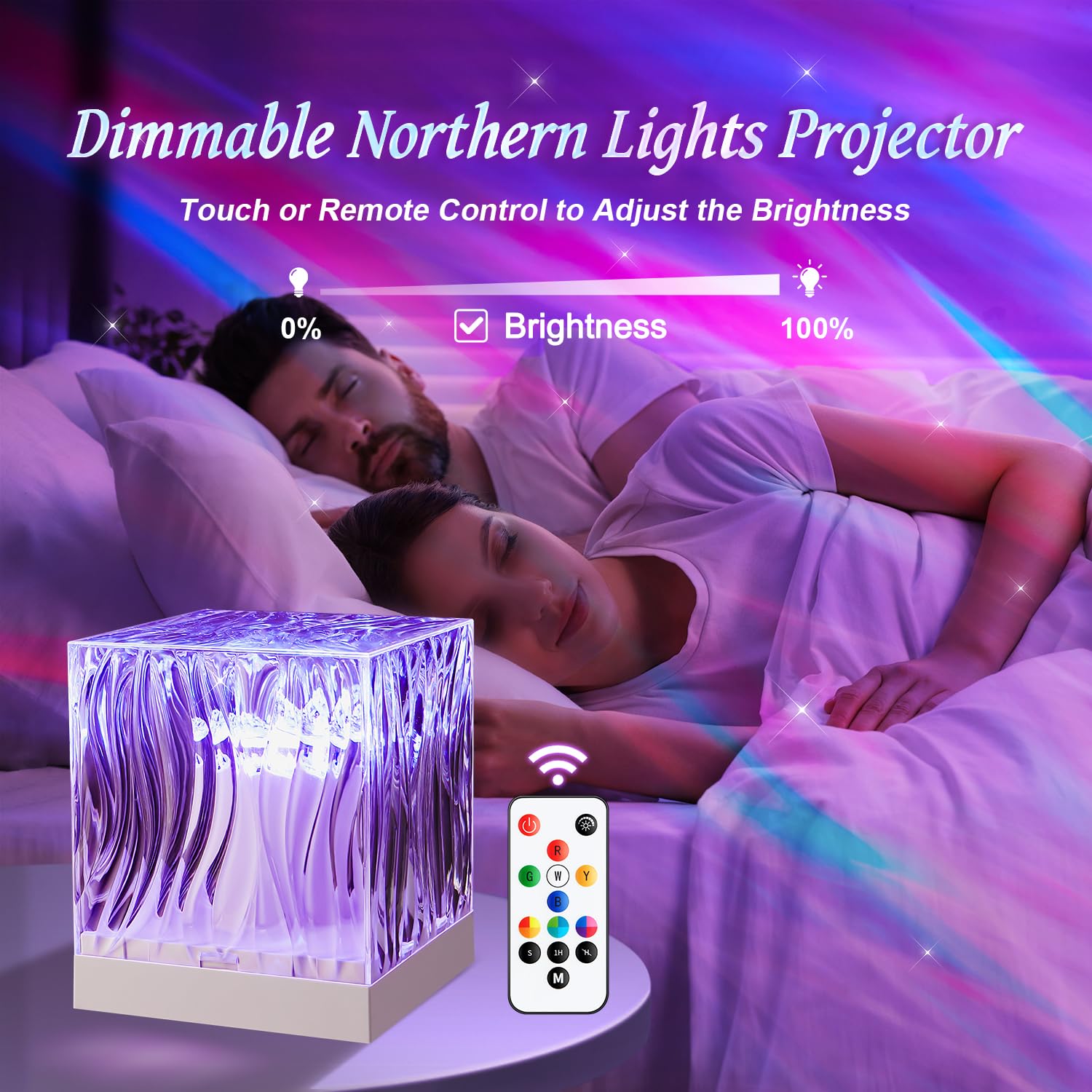 Aurora Northern Lights Cube Projector – 18 Colors Galaxy Ceiling Night Light with Remote & Timer