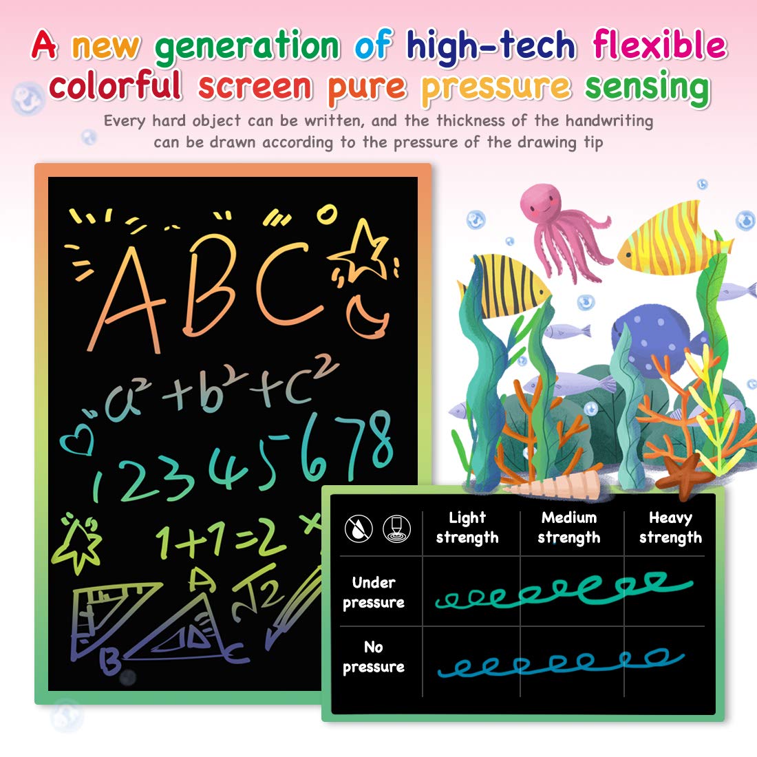 ORSEN 10” Color LCD Writing Tablet for Kids – Reusable Doodle Drawing Board with Eye-Safe Screen (Pink)