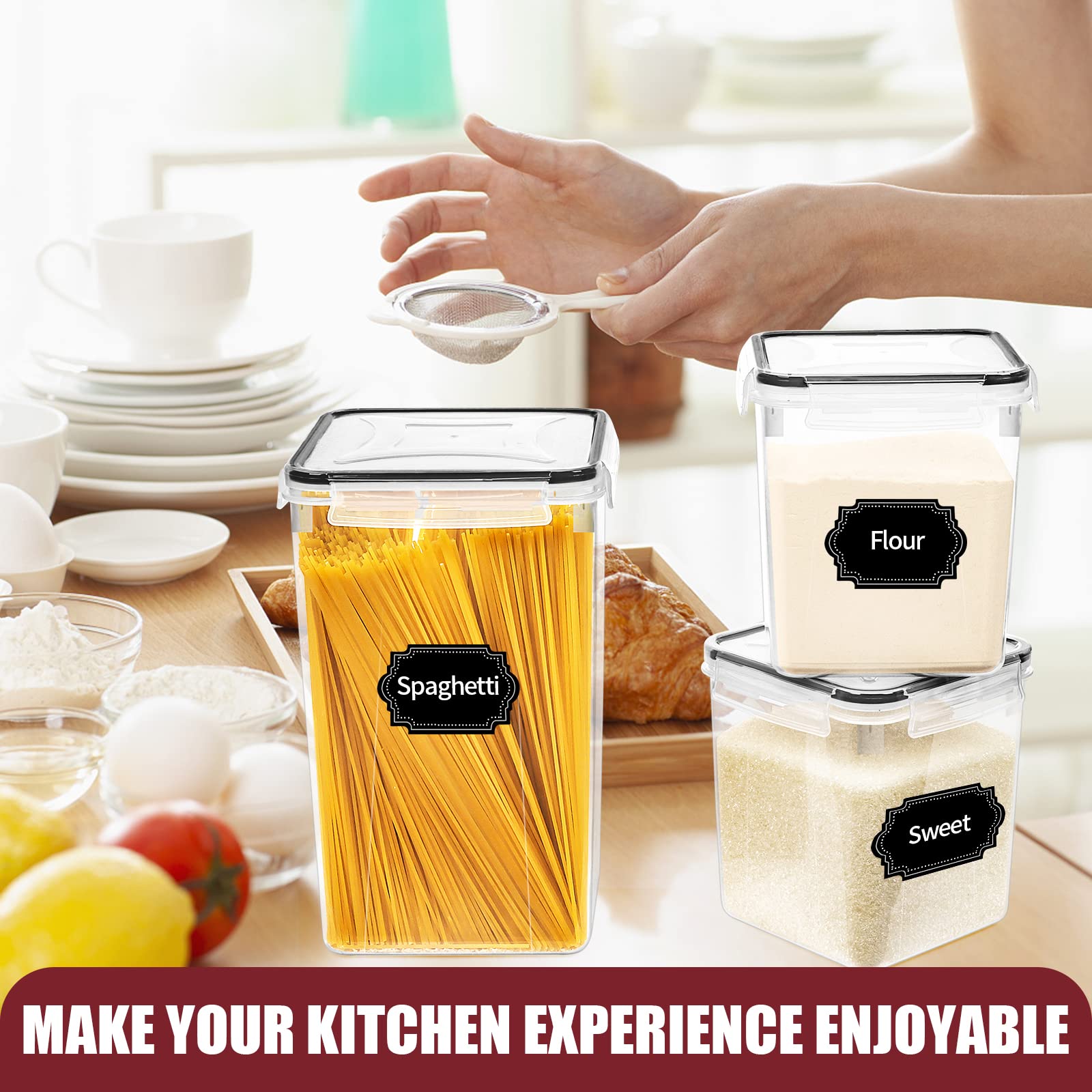 Airtight Food Storage Container Set – Stackable Kitchen & Pantry Containers with Labels (10-Piece)