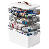 3-Tier Medicine Organizer Storage Box with Handle – Large Capacity, Hygienic Design (White)