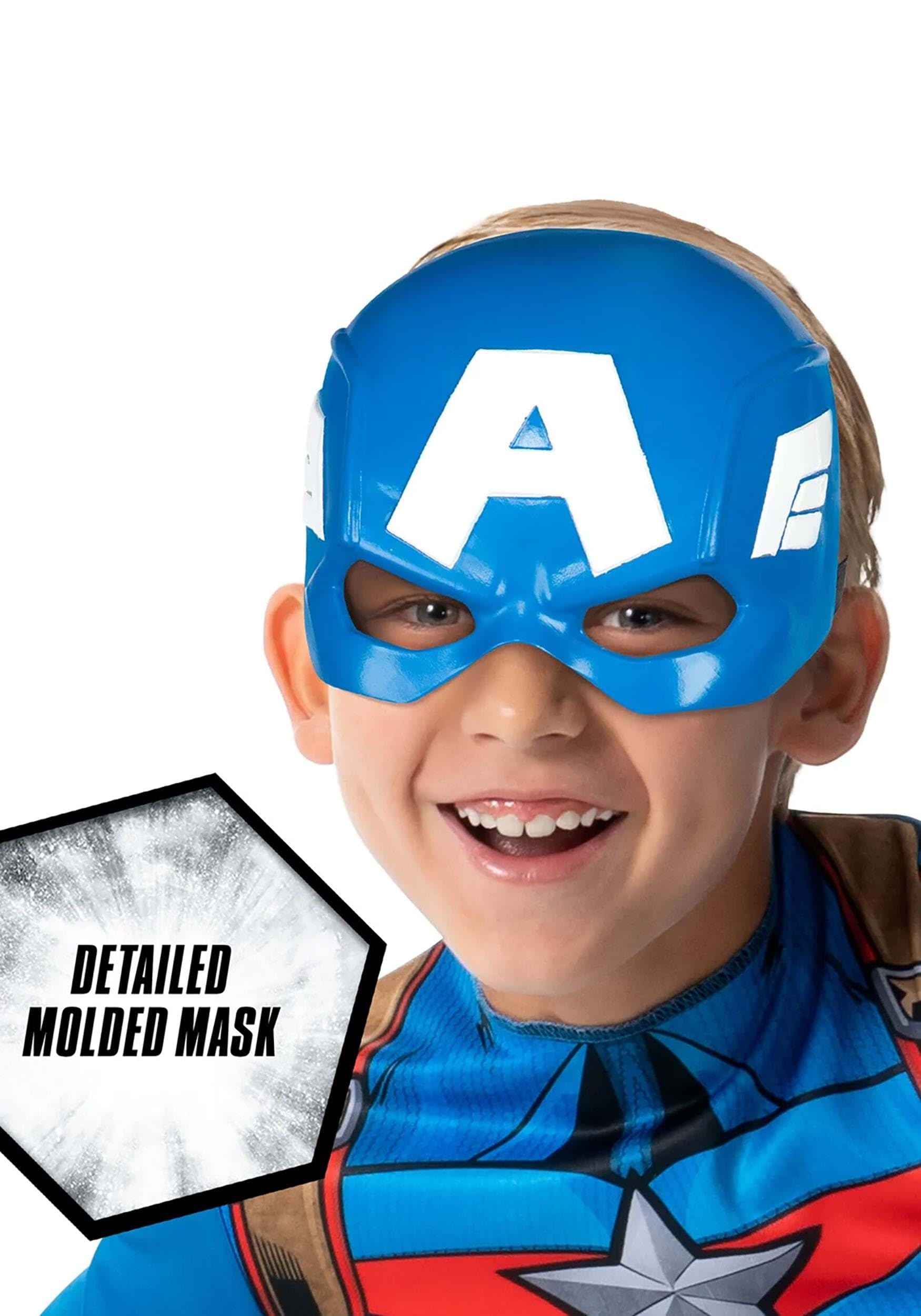 Kids Captain America Costume – Official Marvel Avengers Suit with Mask (Blue)