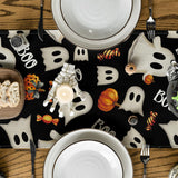 Artoid Mode Ghost Pumpkin Camdy 210 GSM Halloween Table Runner,Seasonal Fall Kitchen Dining Table Decoration for Home Party Decor 13x72 Inch