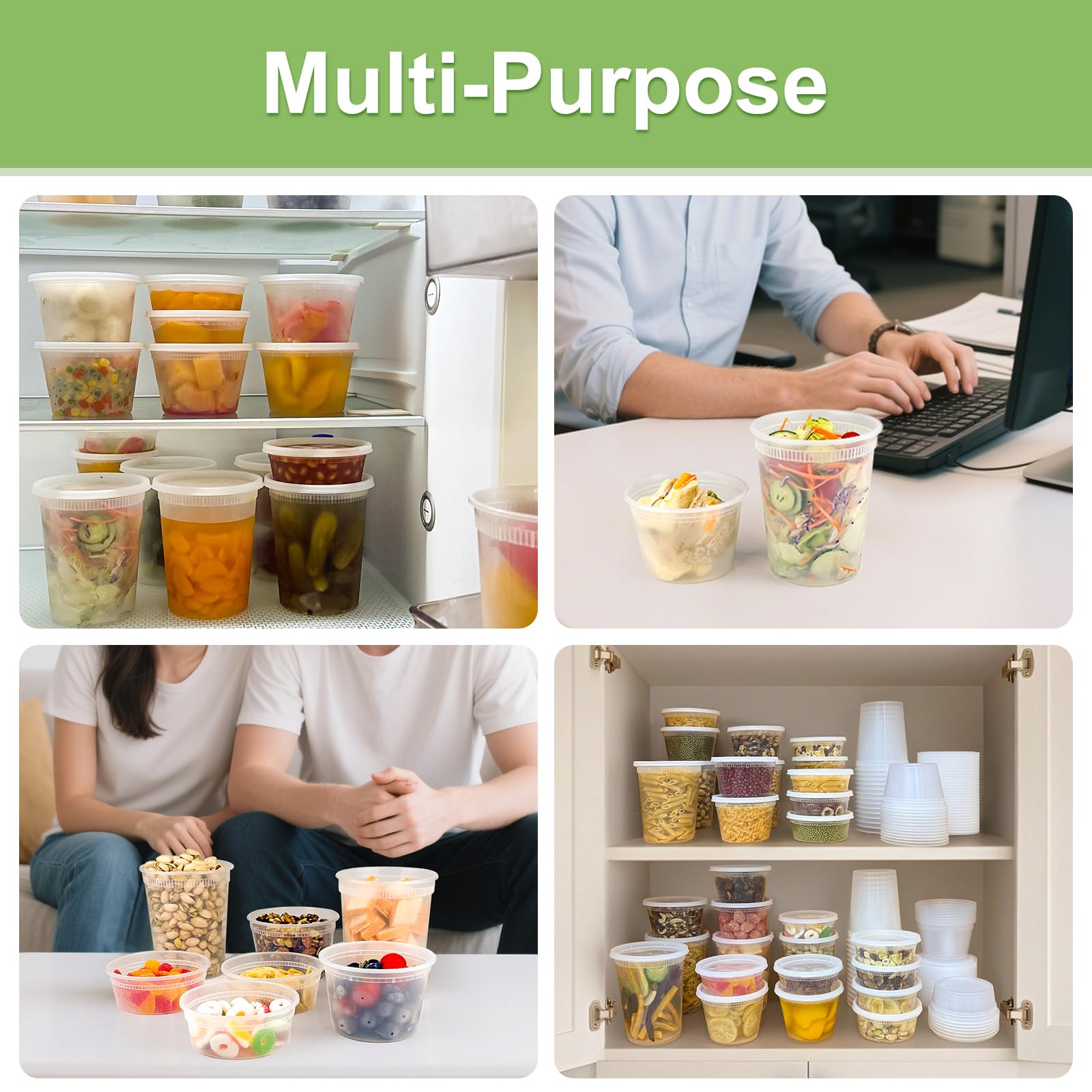 Deli Food Storage Containers with Lids – 60 Complete Sets (32oz / 16oz / 8oz), BPA-Free