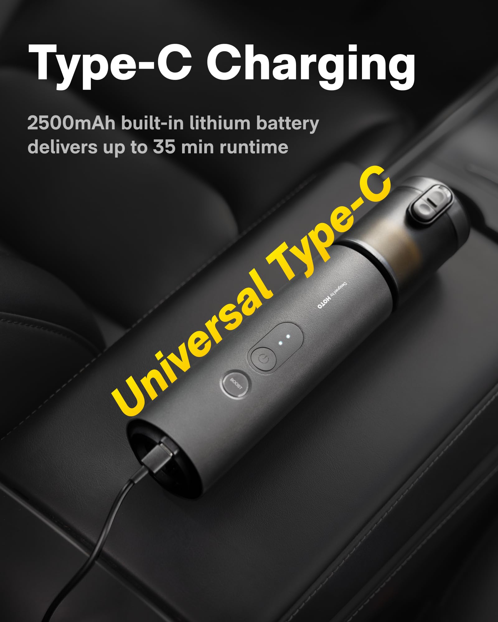 HOTO Cordless Handheld Car Vacuum Cleaner 4-in-1 Mini Air Duster Blower 20000Pa Portable Cleaning Tool Black