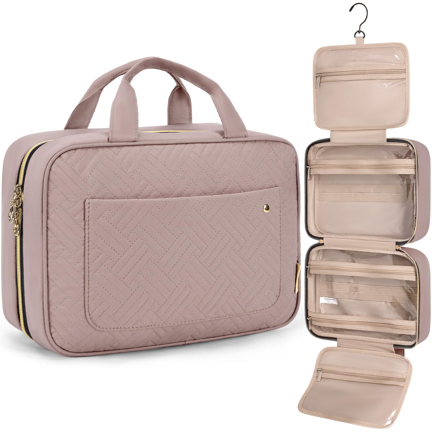 Premium Hanging Toiletry Bag with 360° Hook & Clear Travel Compartments
