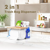 2-in-1 Trash Bag Dispenser & Pull-Out Under-Sink Organizer – Acrylic with Bamboo Lid (Clear)