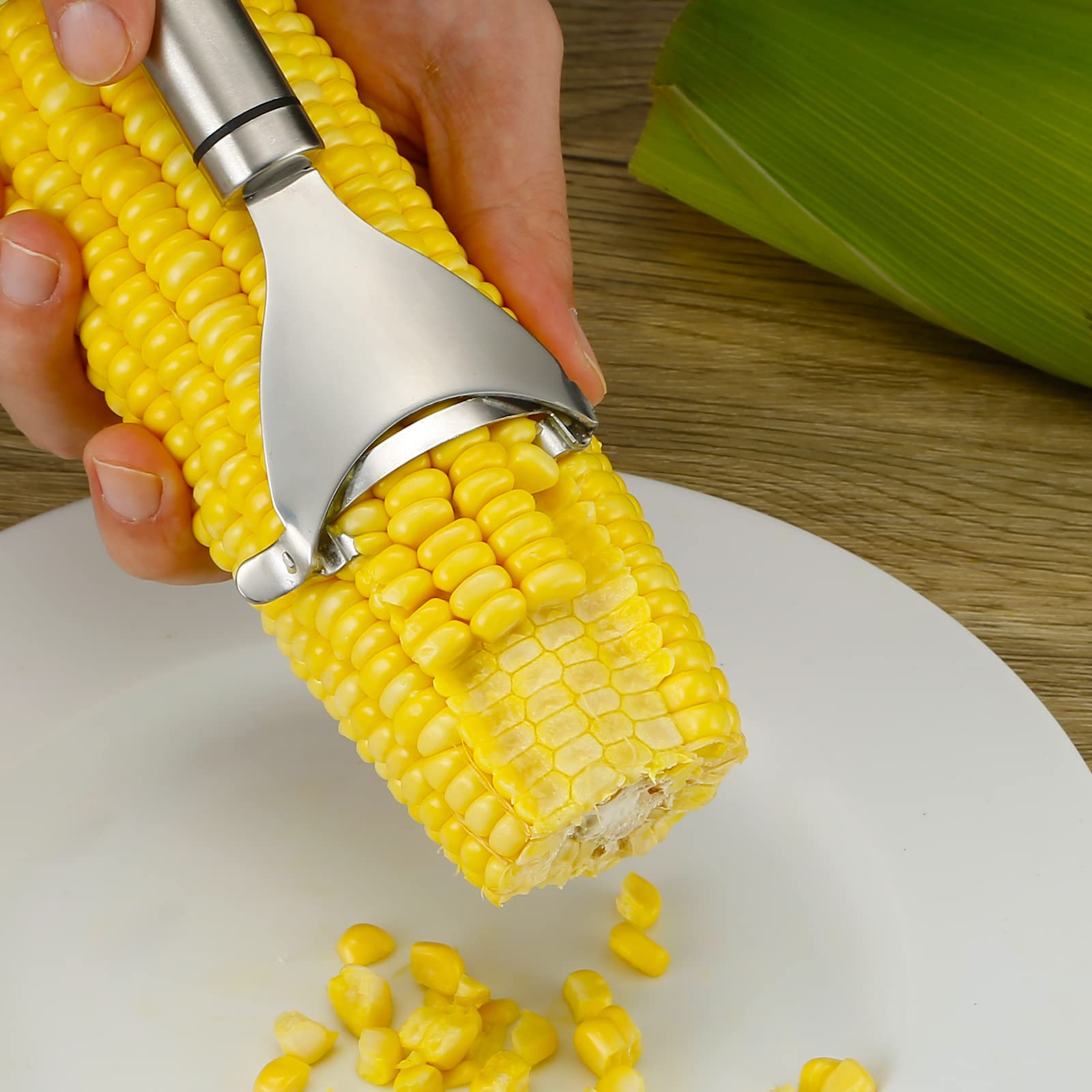 Stainless Steel Corn Peeler Tool – Sharp Serrated Blade Corn Kernel Stripper
