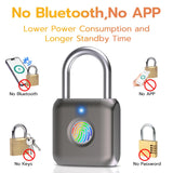 Portable Fingerprint Padlock USB Rechargeable Biometric Lock for Gym Locker, Luggage, Bike & Storage Security