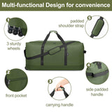 Finnhomy 120L Foldable Rolling Duffel Bag with 3 Wheels, Lightweight Extra Large 32-Inch Travel Duffel with Shoulder Strap (Green)