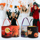LED Light-Up Halloween Trick or Treat Bag – Pumpkin Design, Large Candy Bucket (Orange, 9x9 in)