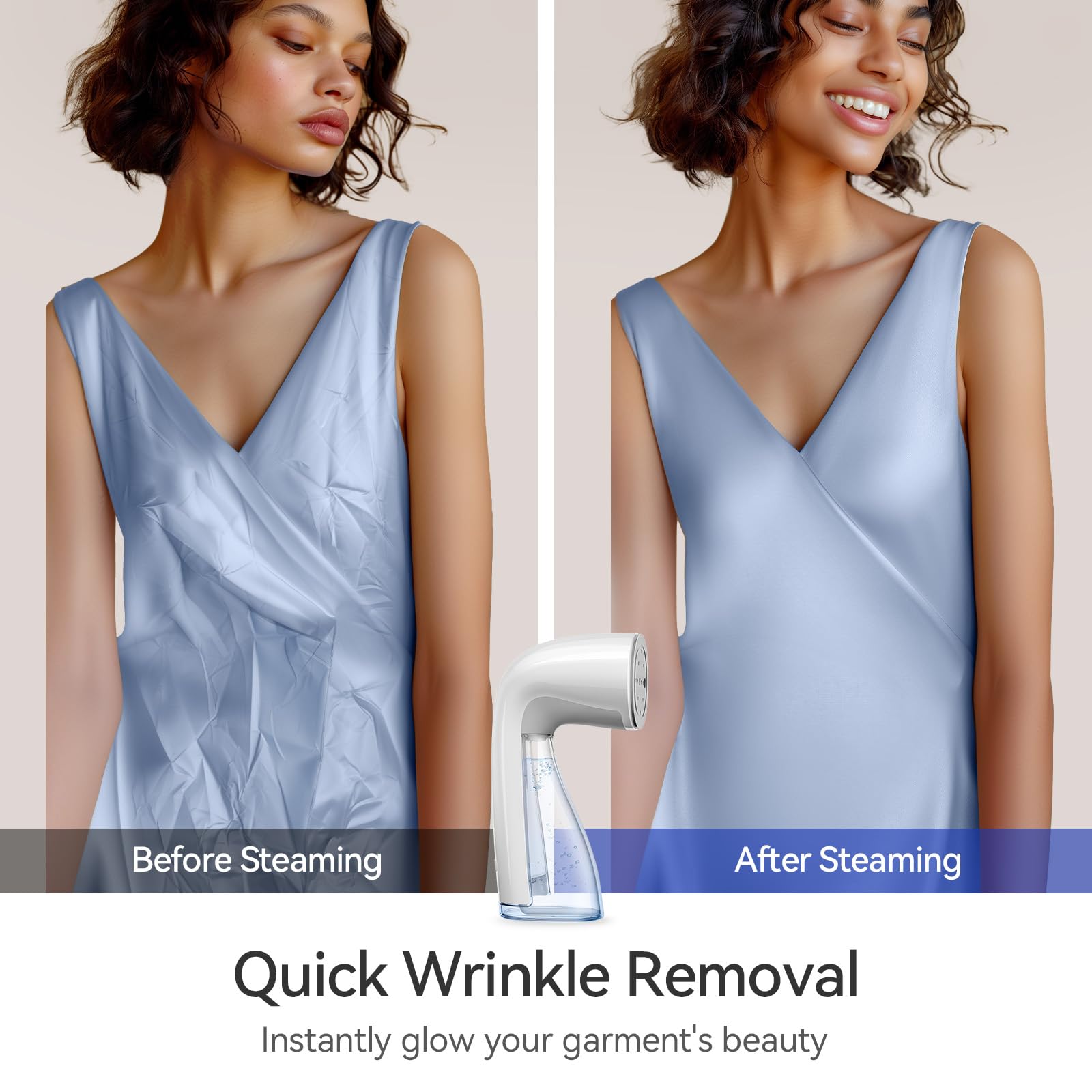 Portable Handheld Garment Steamer 1100W with Large 300ml Tank and 360° Leak-Proof Wrinkle Remover