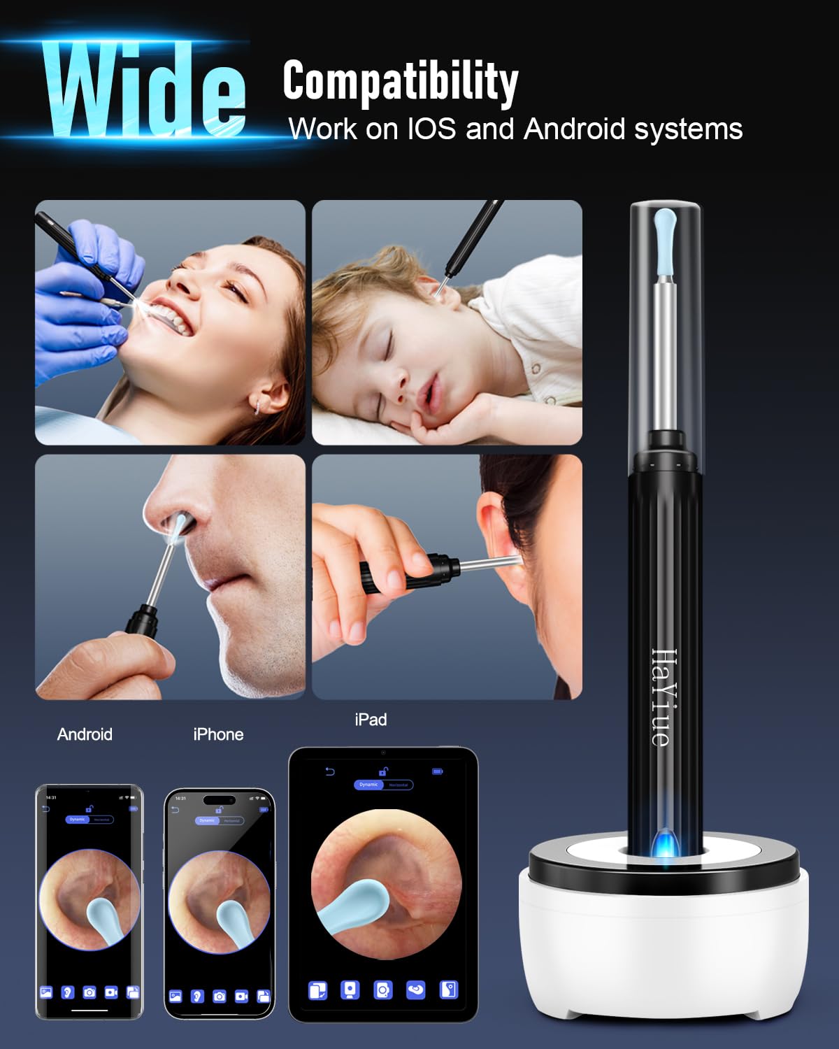 Smart Visual Ear Cleaner with 1296P HD Camera & WiFi Connectivity – Ultra-Slim Ear Wax Removal Tool with LED Lights & USB Rechargeable Design